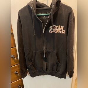 Social distortion zip up hoodie